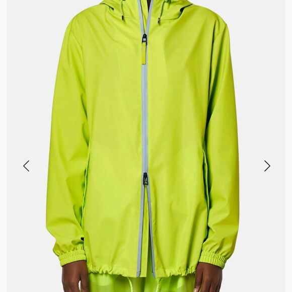 RAINS Storm Breaker Unisex Raincoat in Reflective Digital Lime Waterproof - Picture 8 of 15